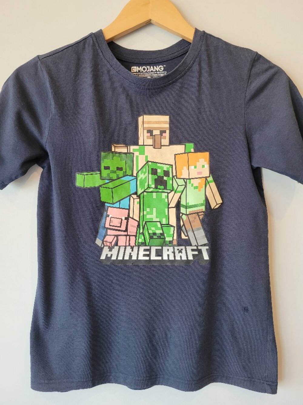 [3/$25] Minecraft Navy Blue Graphic T-Shirt Boys L *Small Flaw*